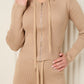 Ribbed hooded zip co-ord in Beige