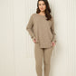 Ribbed textured co-ord in Taupe