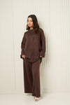 Soft knit oversize co-ord in Choco