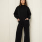 Soft knit front pocket co-ord in Black