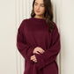 Soft knit oversize co-ord in Wine