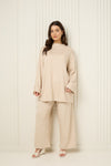 Soft knit oversize co-ord in Beige