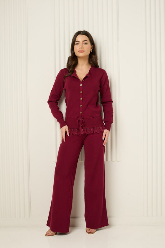 Peplum detailed co-ord in Wine
