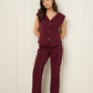 Vest button corset co-ord in Wine