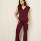Vest button corset co-ord in Wine