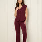 Vest button corset co-ord in Wine