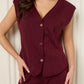 Vest button corset co-ord in Wine