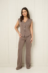 Vest button corset co-ord in Taupe
