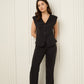 Vest button corset co-ord in Black