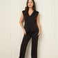 Vest button corset co-ord in Black