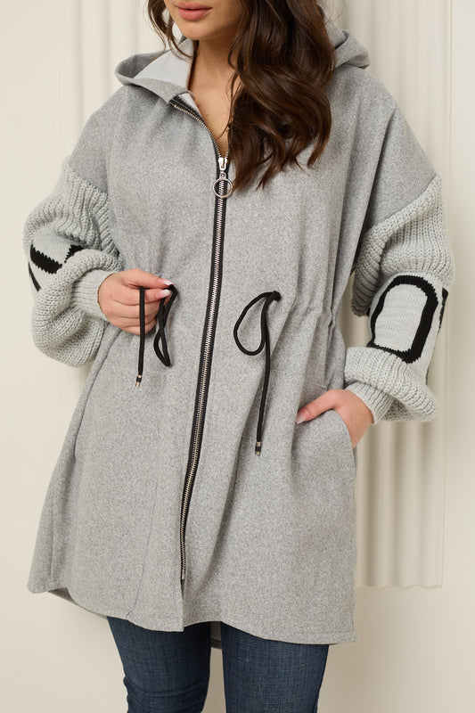 LOVE detailed parker jacket in Grey