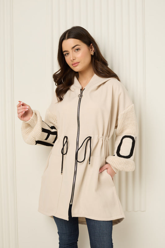 LOVE detailed parker jacket in Beige