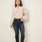 Front  pocket detailed cropped jacket in Beige