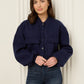 Front pocket detailed cropped jacket in Navy