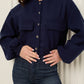 Front pocket detailed cropped jacket in Navy