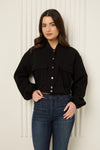 Front pocket detailed cropped jacket in Black