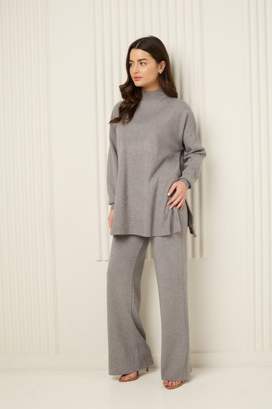 Side zip detailed co-ord in Grey