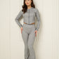 Soft ribbed zip hoody set in Grey