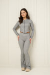 Soft ribbed zip hoody set in Grey