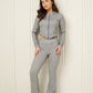 Soft ribbed zip hoody set in Grey