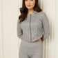 Soft ribbed zip hoody set in Grey