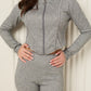 Soft ribbed zip hoody set in Grey
