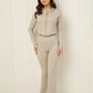 Soft ribbed zip hoody set in Taupe