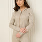 Soft ribbed zip hoody set in Taupe