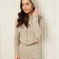Soft ribbed zip hoody set in Taupe