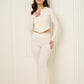 Soft ribbed zip hoody set in Beige