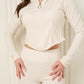 Soft ribbed zip hoody set in Beige