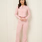 Soft ribbed zip hoody set in Pink