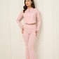 Soft ribbed zip hoody set in Pink