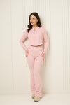 Soft ribbed zip hoody set in Pink