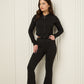 Soft ribbed zip hoody set in Black