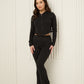 Soft ribbed zip hoody set in Black