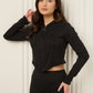 Soft ribbed zip hoody set in Black