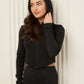 Soft ribbed zip hoody set in Black