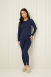 Long sleeve active leisure legging set in Navy