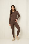 Long sleeve active leisure legging set in Choco