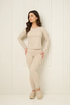 Long sleeve active leisure legging set in Beige
