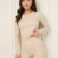 Long sleeve active leisure legging set in Beige