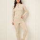 Active leisure jacket legging set in Beige