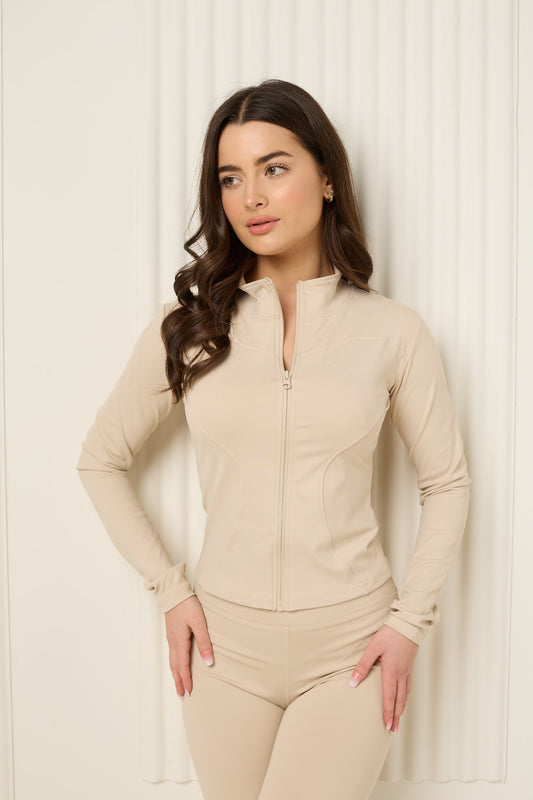 Active leisure jacket legging set in Beige