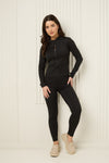 Active leisure jacket legging set in Black