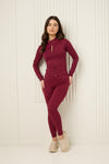 Active leisure jacket legging set in Wine