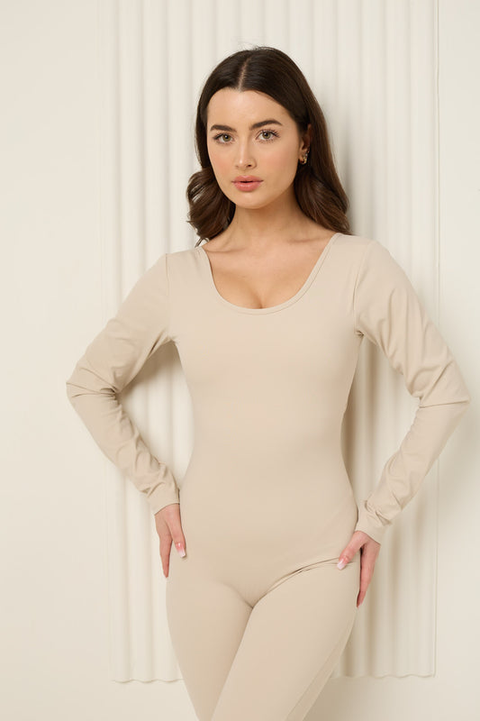 Active leisure jumpsuit in Beige
