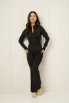 Active leisure zip up jumpsuit in Black