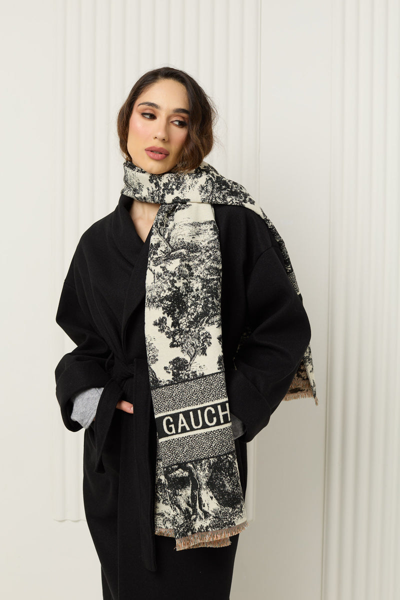 Forest printed scarf in Black