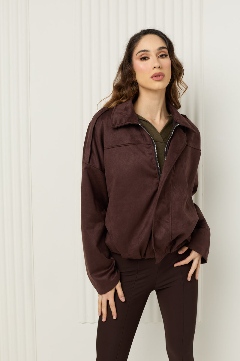 Suede bomber jacket in Brown